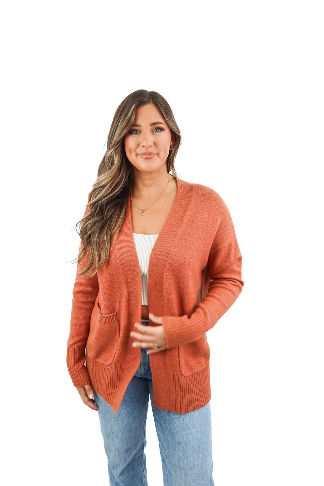 a new day rust orange open front cardigan NWT (S; retail $27.99)