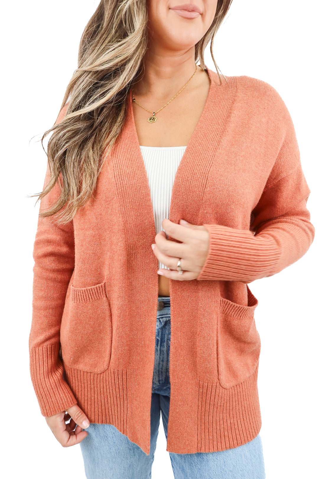 a new day rust orange open front cardigan NWT (S; retail $27.99)