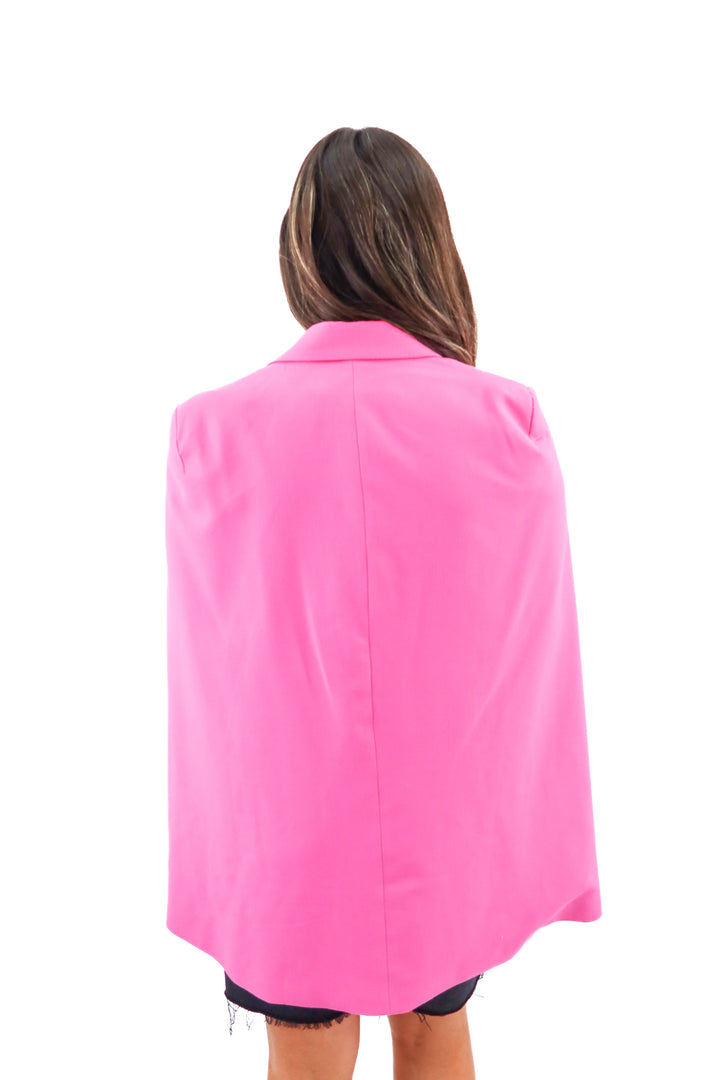 zara hot pink blazer cape (s)