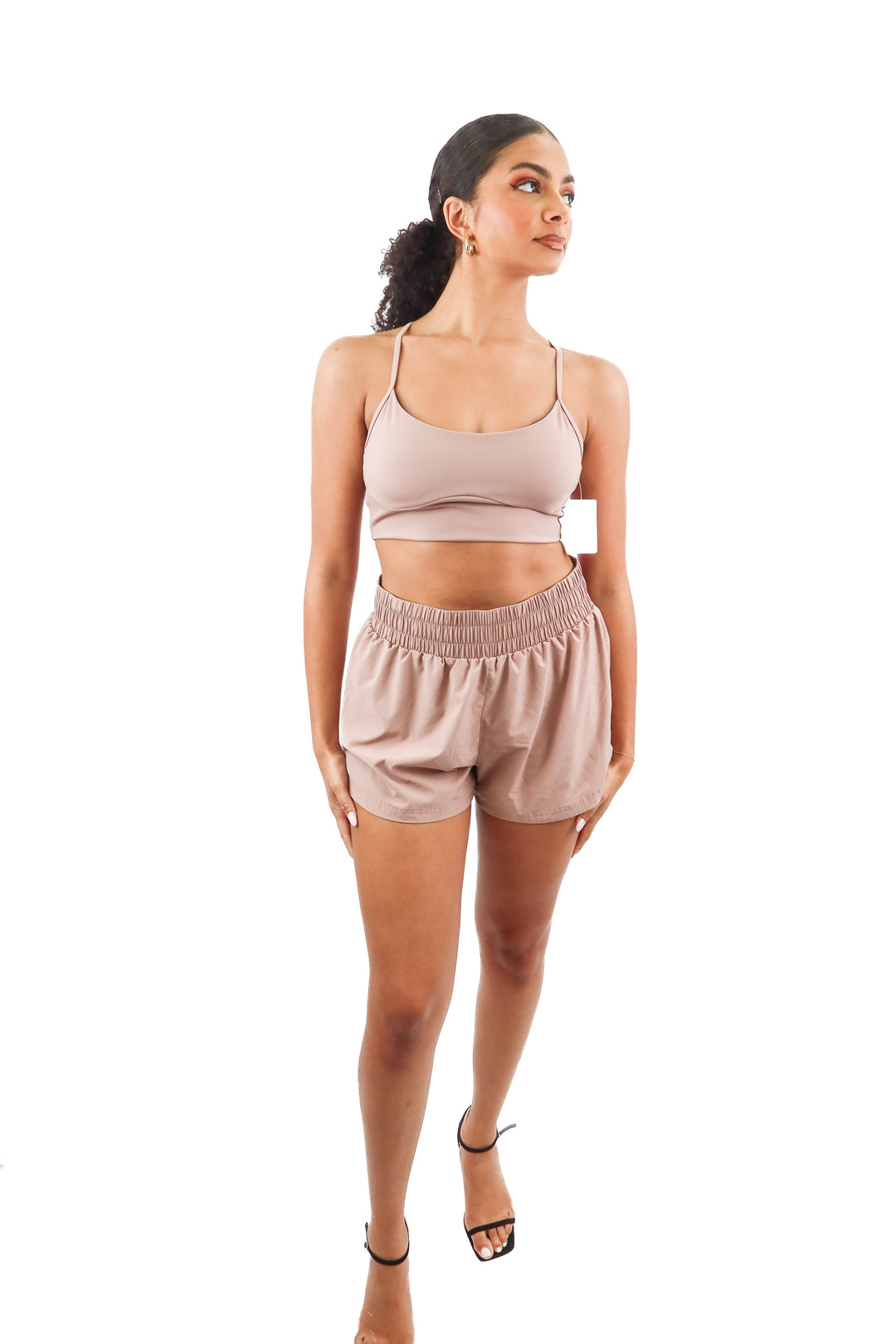 varley mauve active bra and shorts set (M)