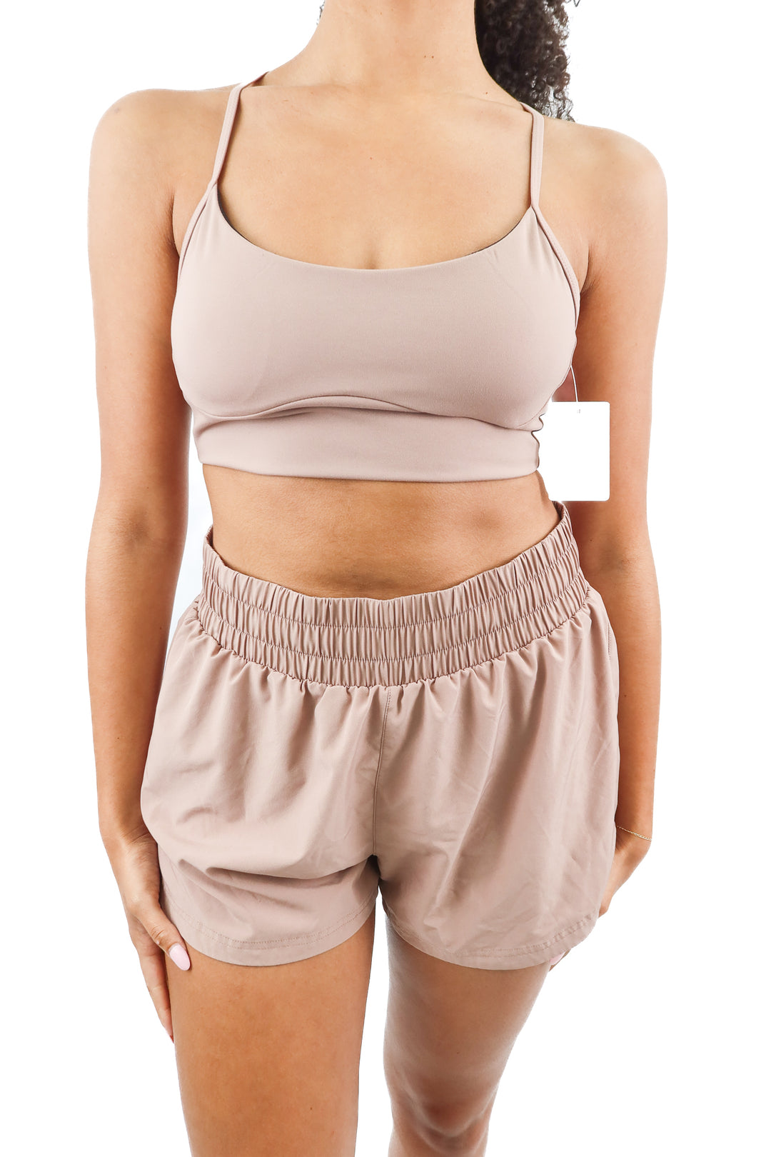 varley mauve active bra and shorts set (M)