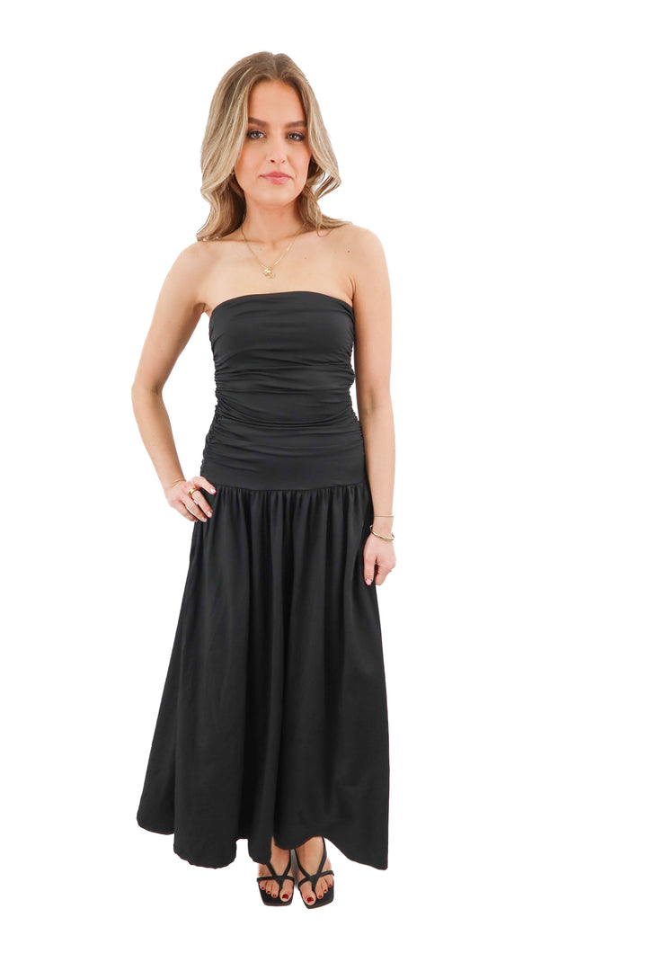 nia strapless black dress NWT (xs; retail $98)