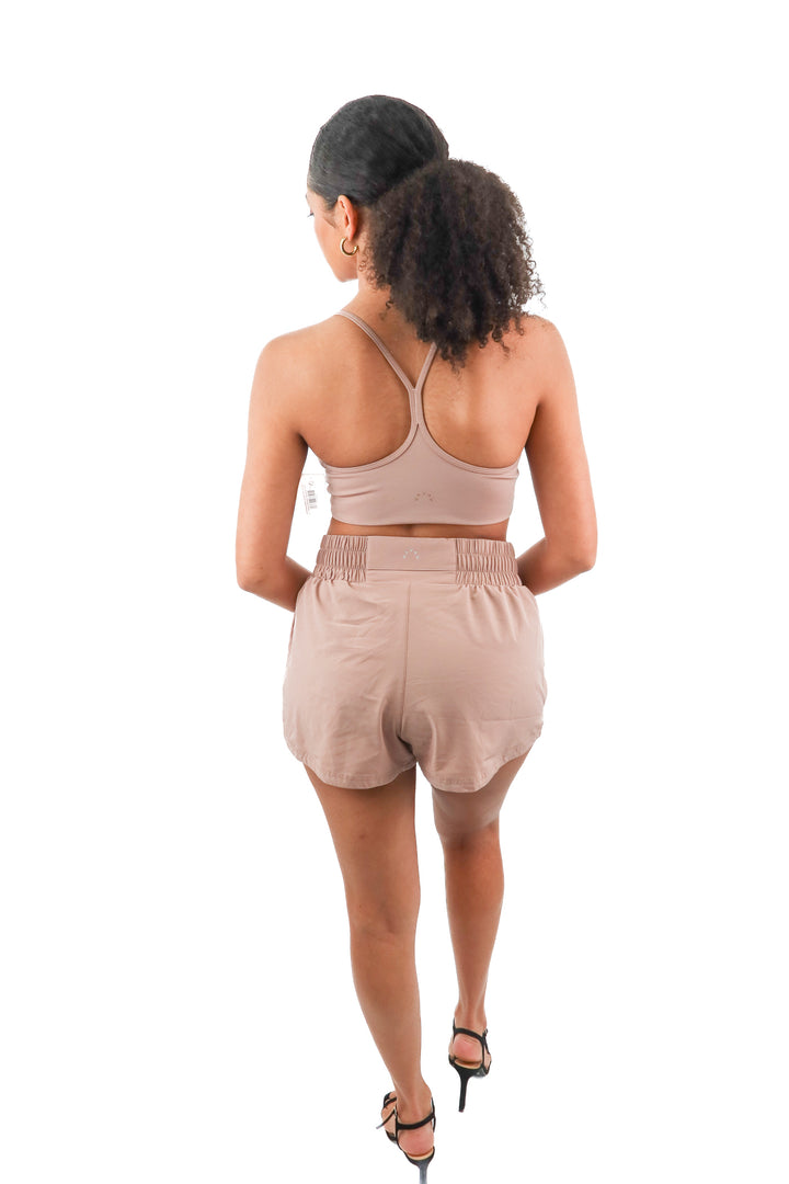 varley mauve active bra and shorts set (M)
