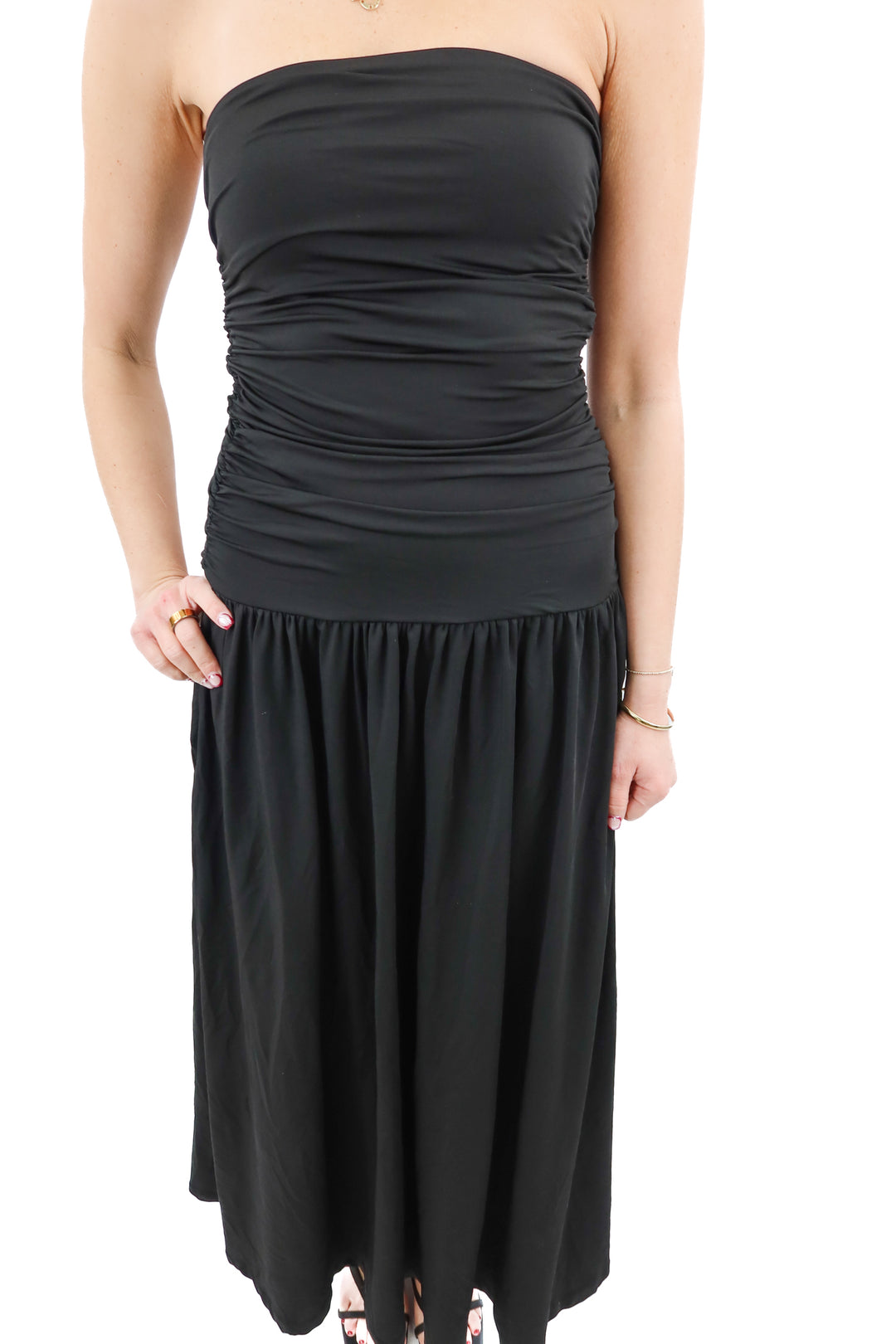 nia strapless black dress NWT (xs; retail $98)