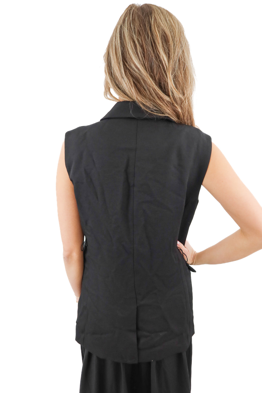 whbm black oversized vest top (xs; retail $120