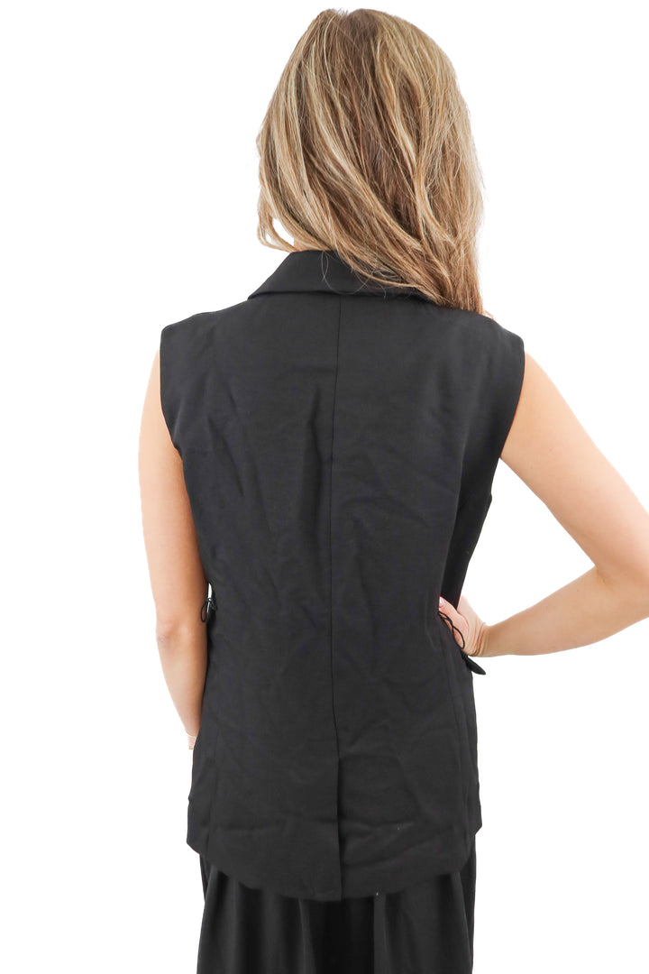 whbm black oversized vest top (xs; retail $120