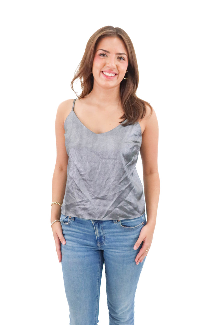 steve madden silver metalllic tank (s; retail $49)