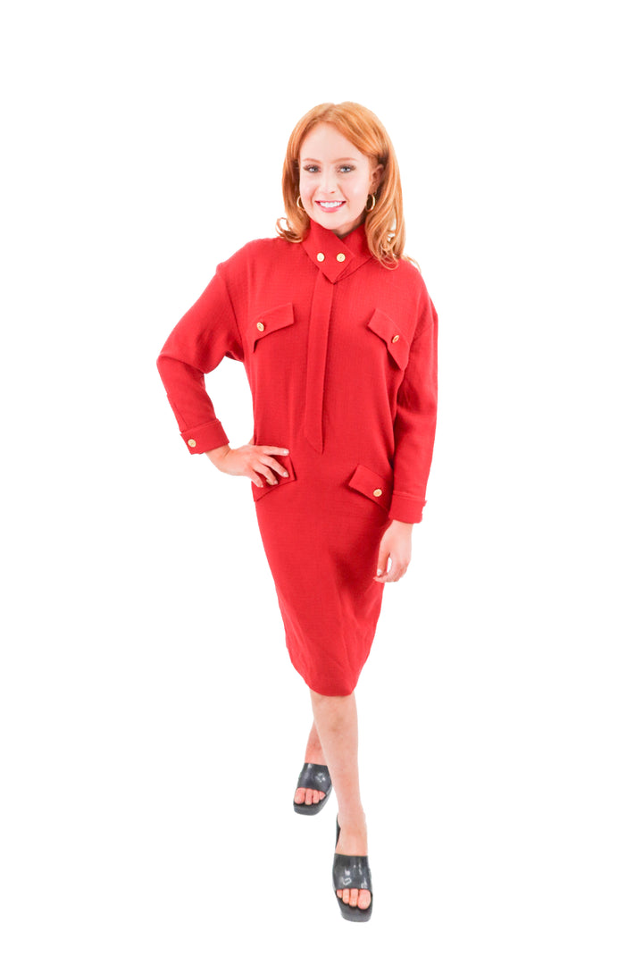 chanel red button dress (s; est. retail $1,995)