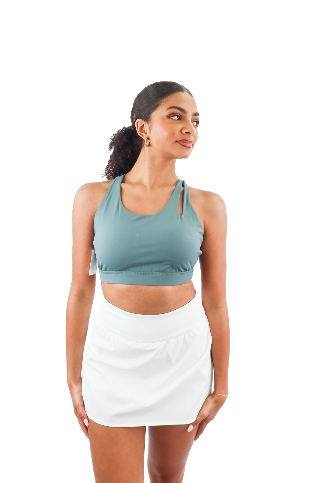 LINC sage green cross back sports bra (L)