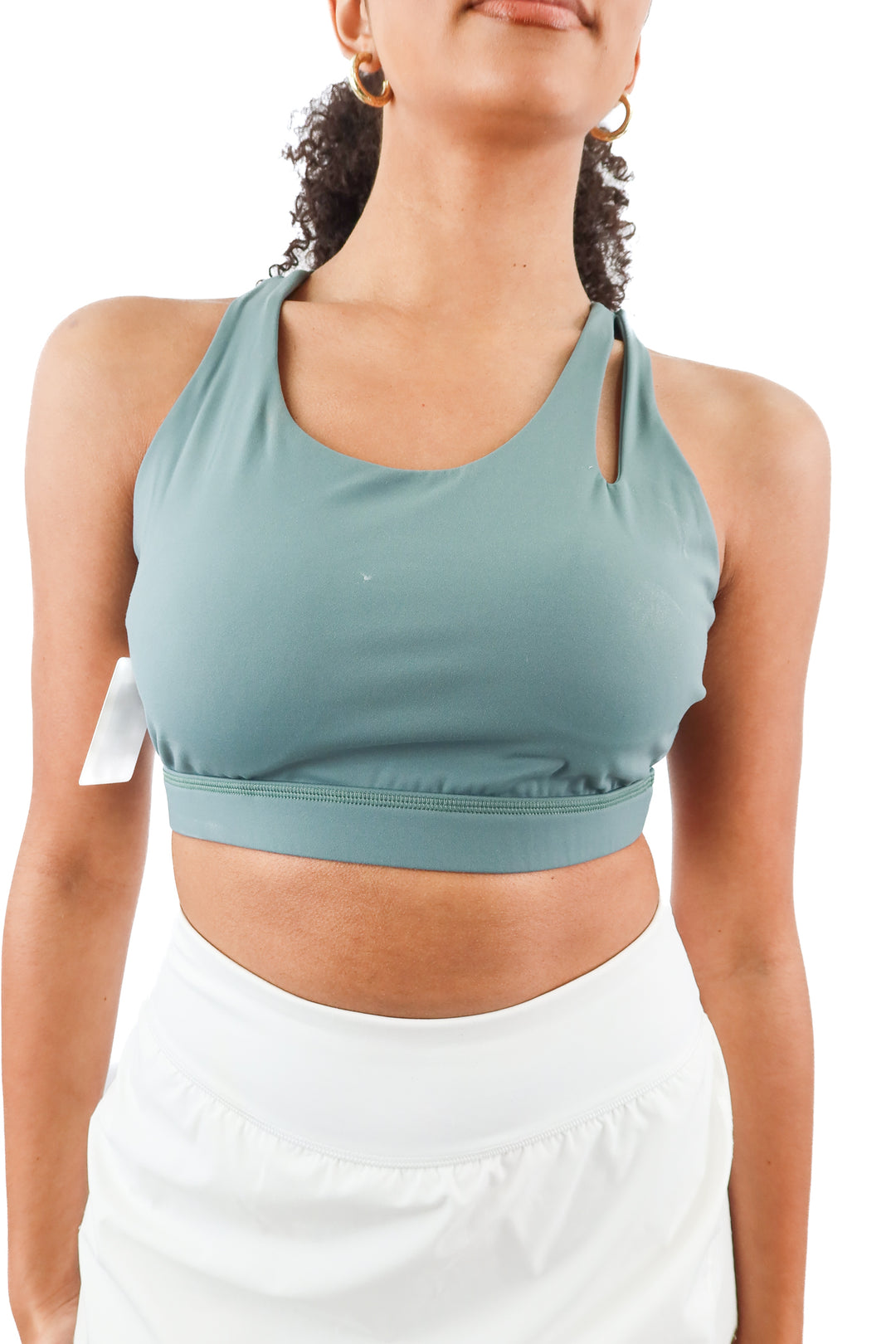 LINC sage green cross back sports bra (L)