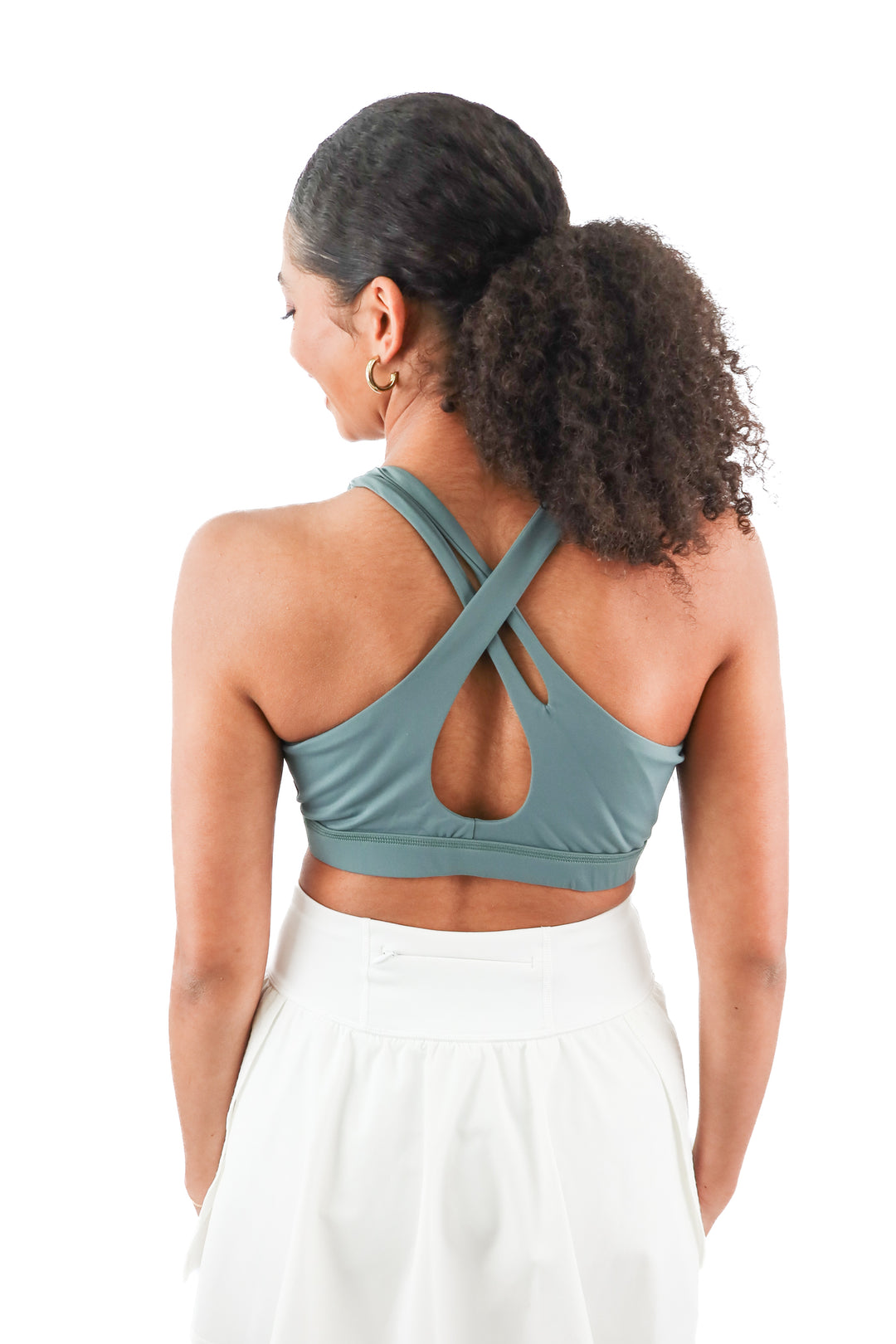 LINC sage green cross back sports bra (L)