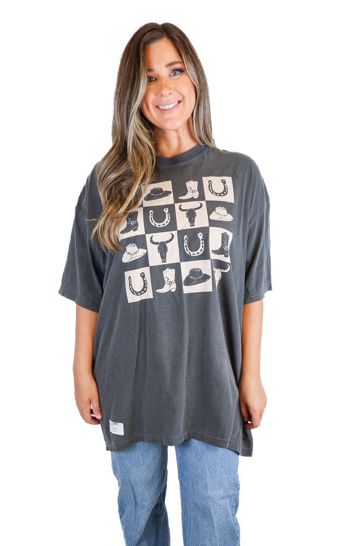 comfort colors western dark grey tee (2xl)