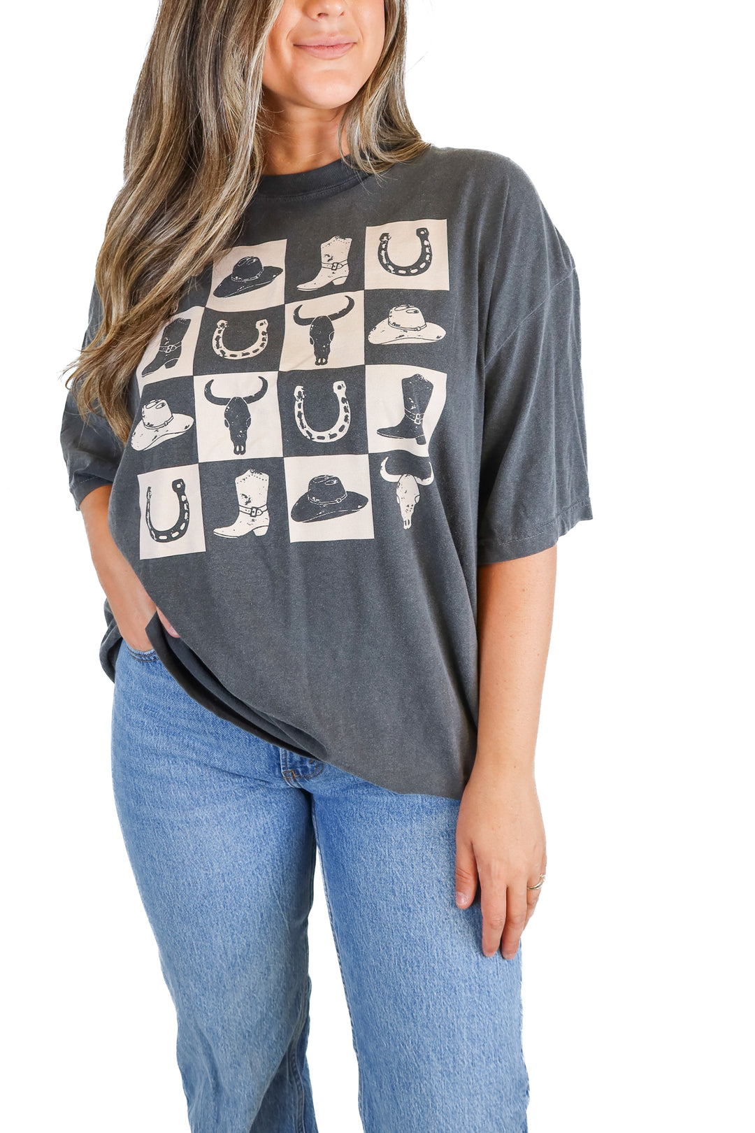 comfort colors western dark grey tee (2xl)