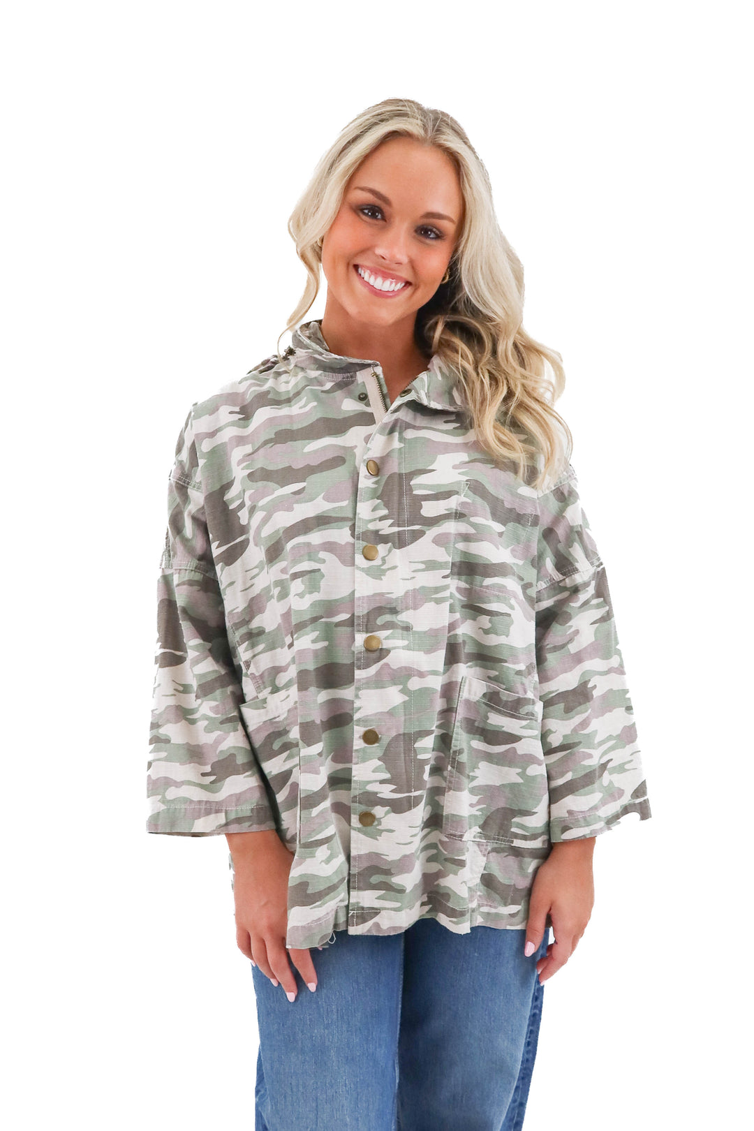 sugar + lips camo jacket (m; retail $165)
