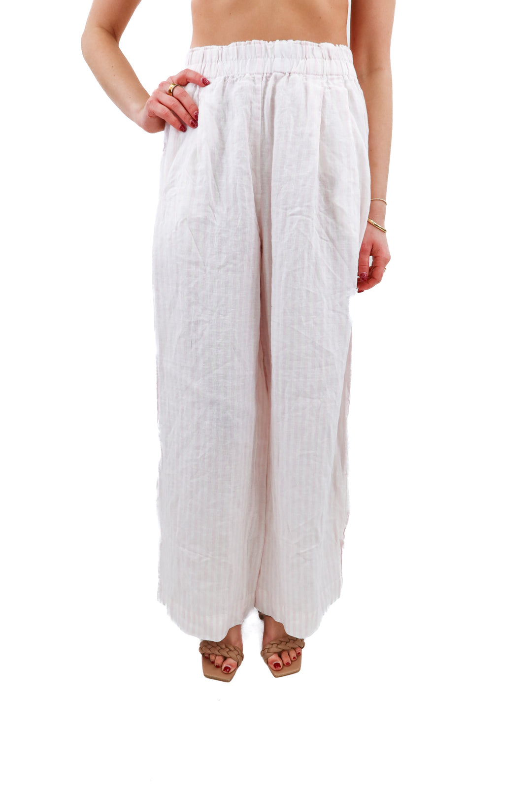left on friday pink striped pants (xs; retail $160)