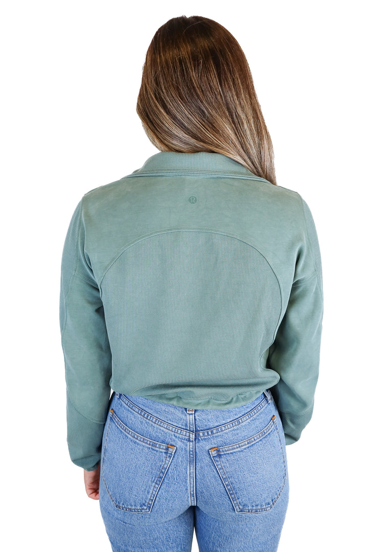 lululemon green cropped quarter zip (4)