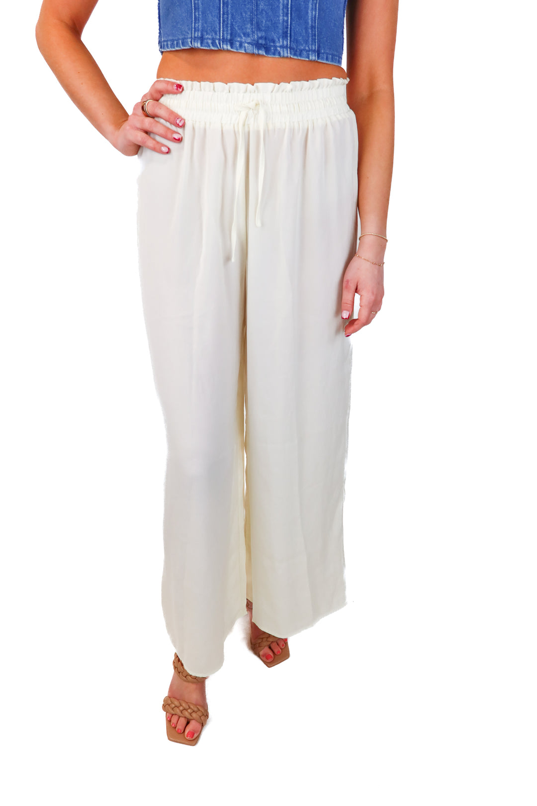 summersalt white wide leg pants (xs; retail $80)