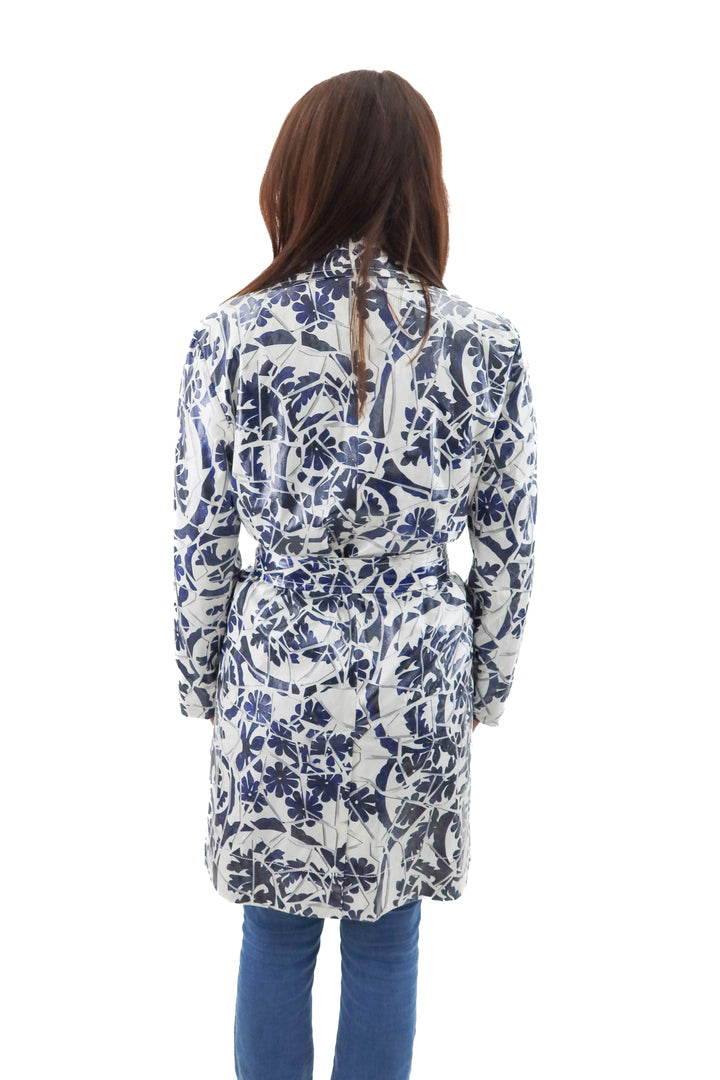 gucci blue and white patterned rain coat (s; retail $2,875)