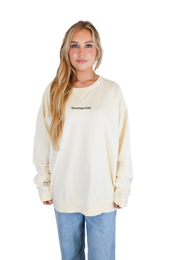 sunbum yellow 'good days daily' oversized crewneck (L)