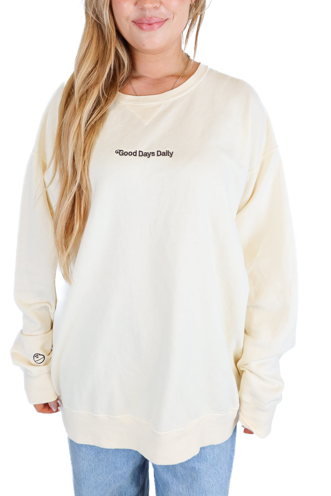 sunbum yellow 'good days daily' oversized crewneck (L)