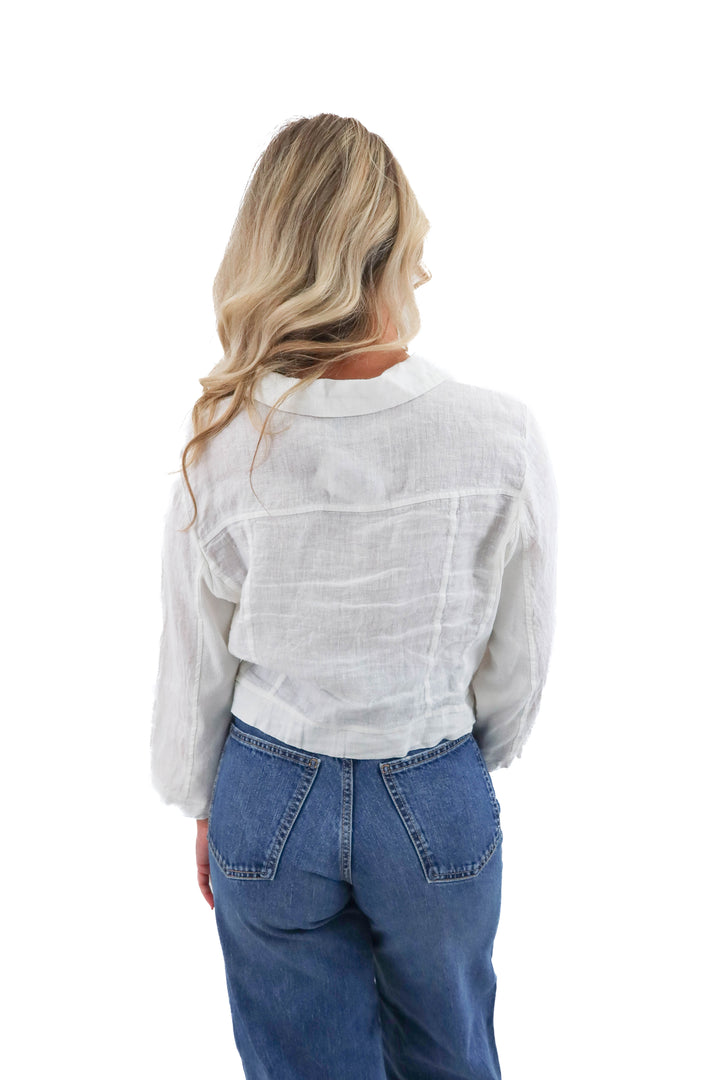 inizio white linen top (*m; retail $175)