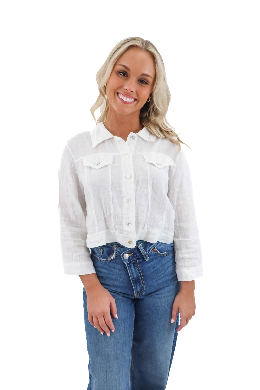 inizio white linen top (*m; retail $175)