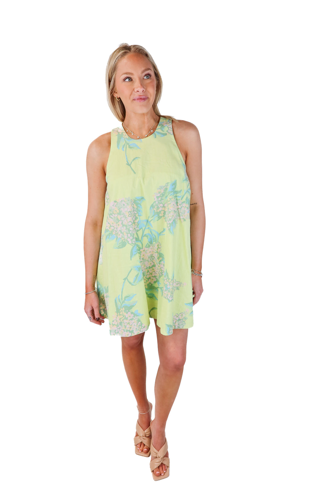 SOLD free people lime green floral dress NWT (xs; retails $128)