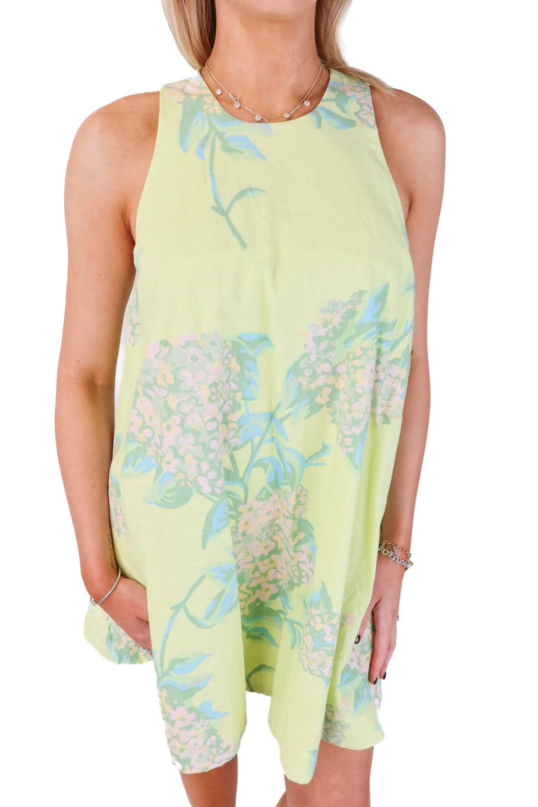 SOLD free people lime green floral dress NWT (xs; retails $128)