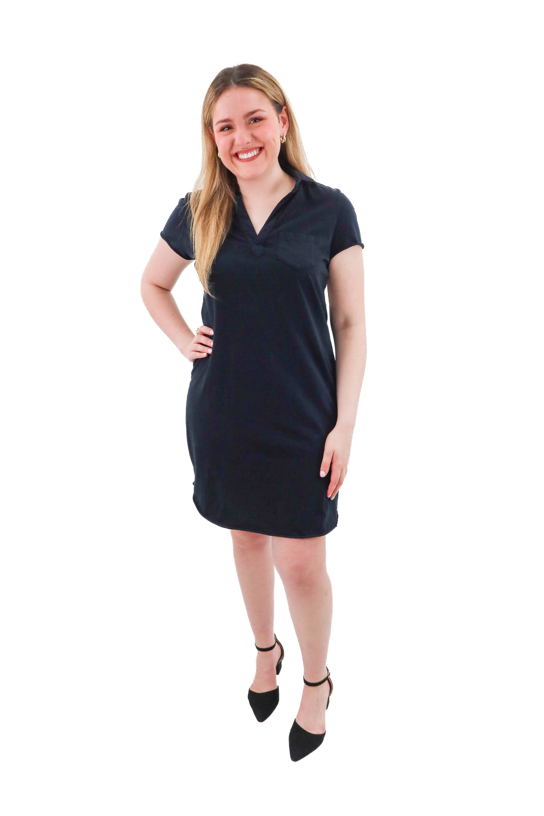frank and eileen black tunic dress (l; retail $178)
