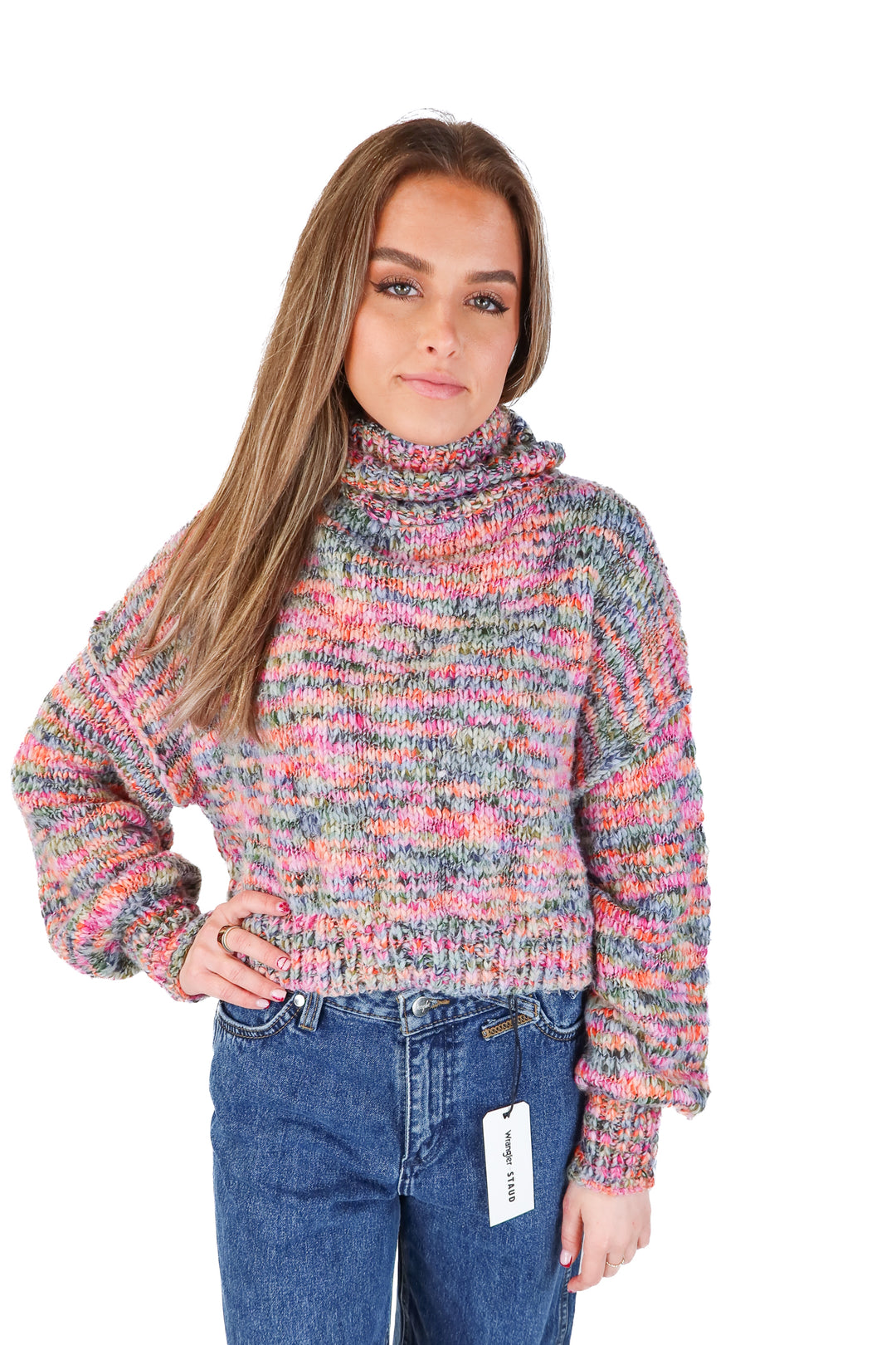 wild fable multi color turtleneck sweater (m)