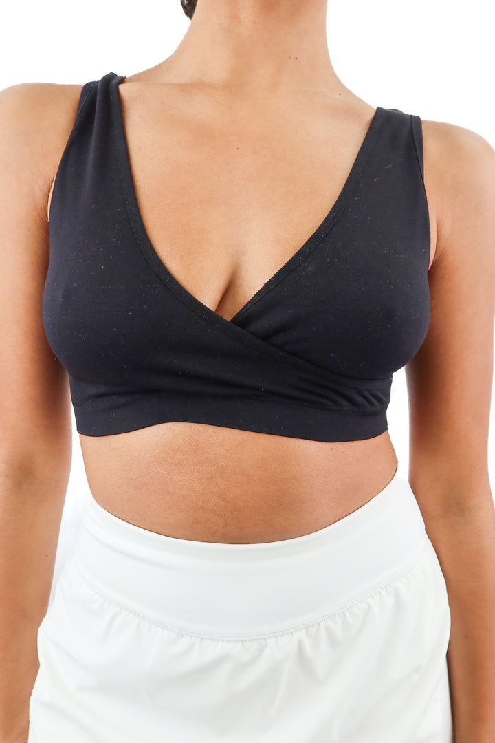 black v neck bra (M)
