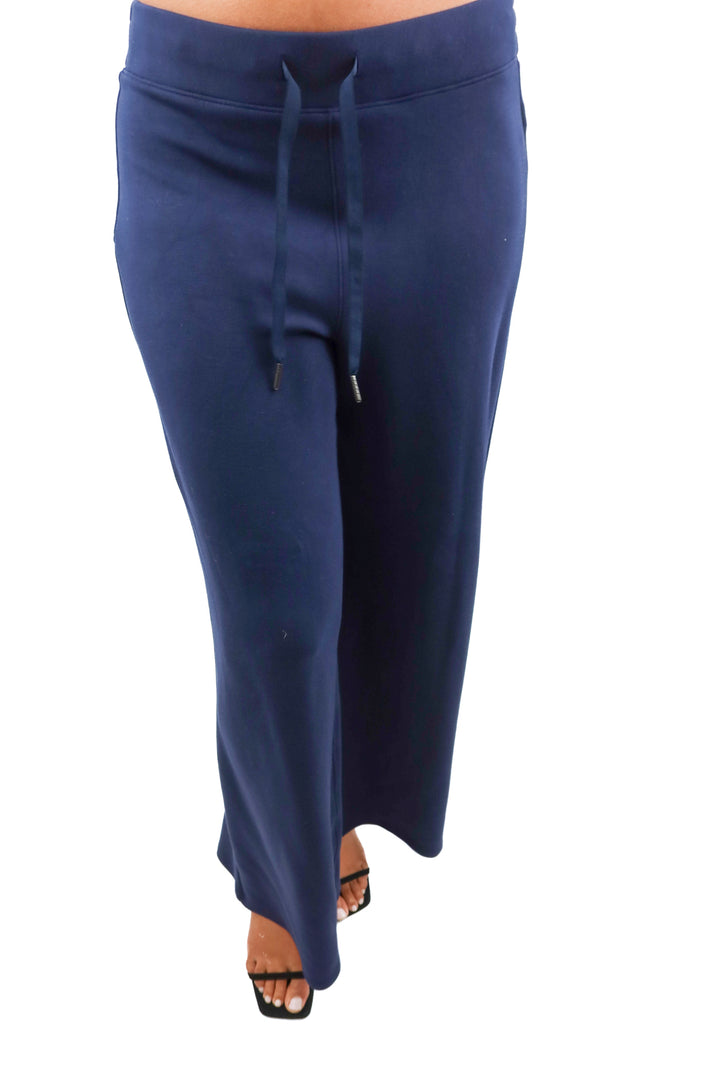 spanx navy blue wide leg sweatpants (m; retail $118)