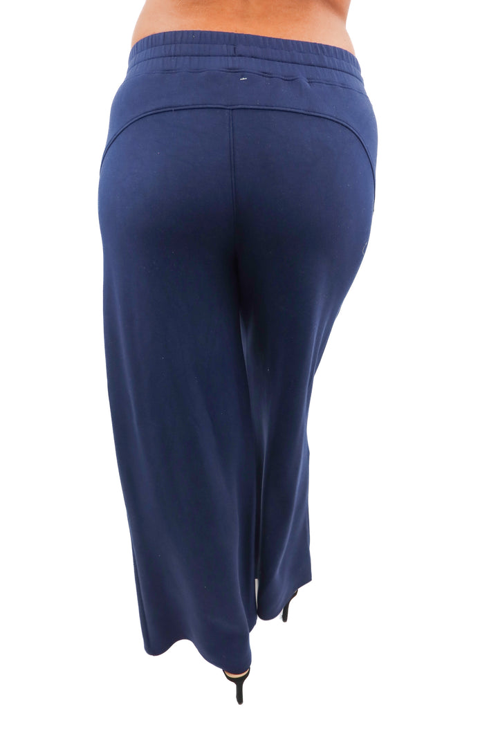 spanx navy blue wide leg sweatpants (m; retail $118)