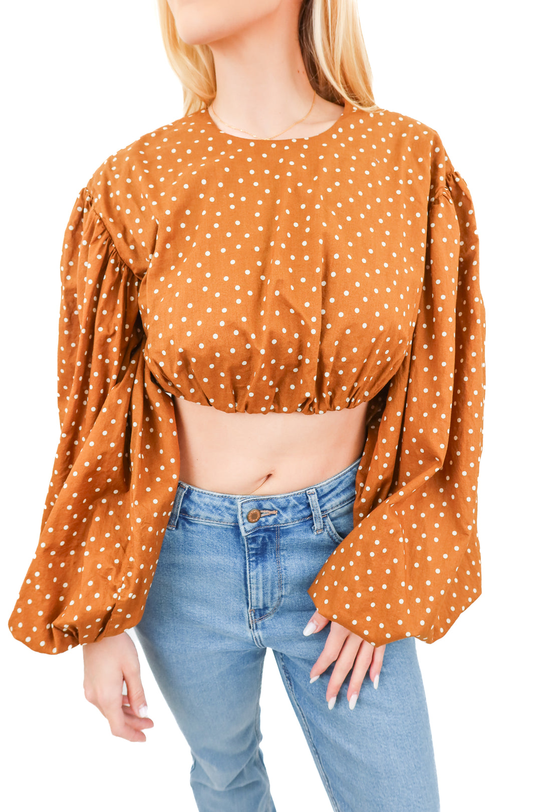 significant other brown polka dot top (2; retail $195)