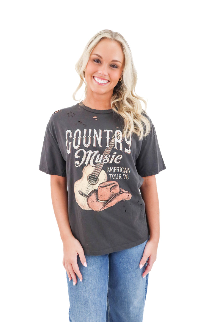 zutter gray country music tee (s; retail $48)