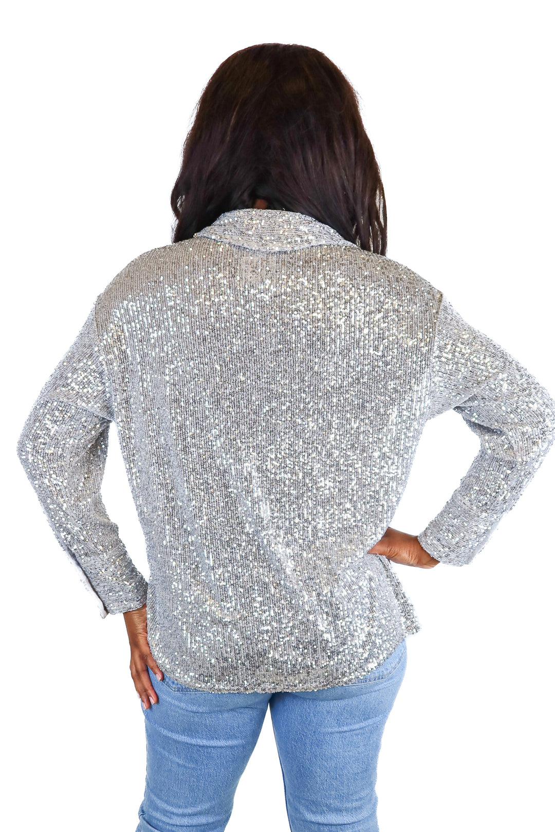 Abercrombie Silver Sequin Button Down Shirt (S)