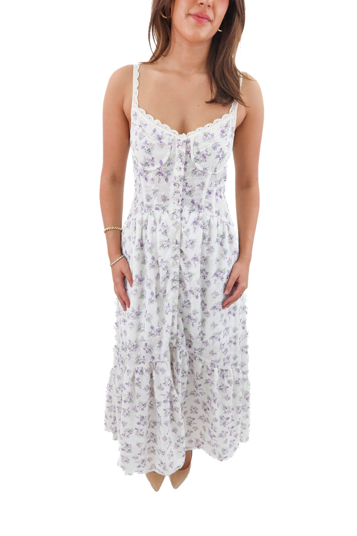 astr the label white and pruple floral dress (m)