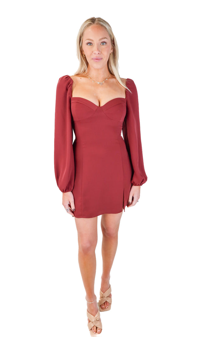 SLAY wilfred burgundy mini dress (4; retail $168)