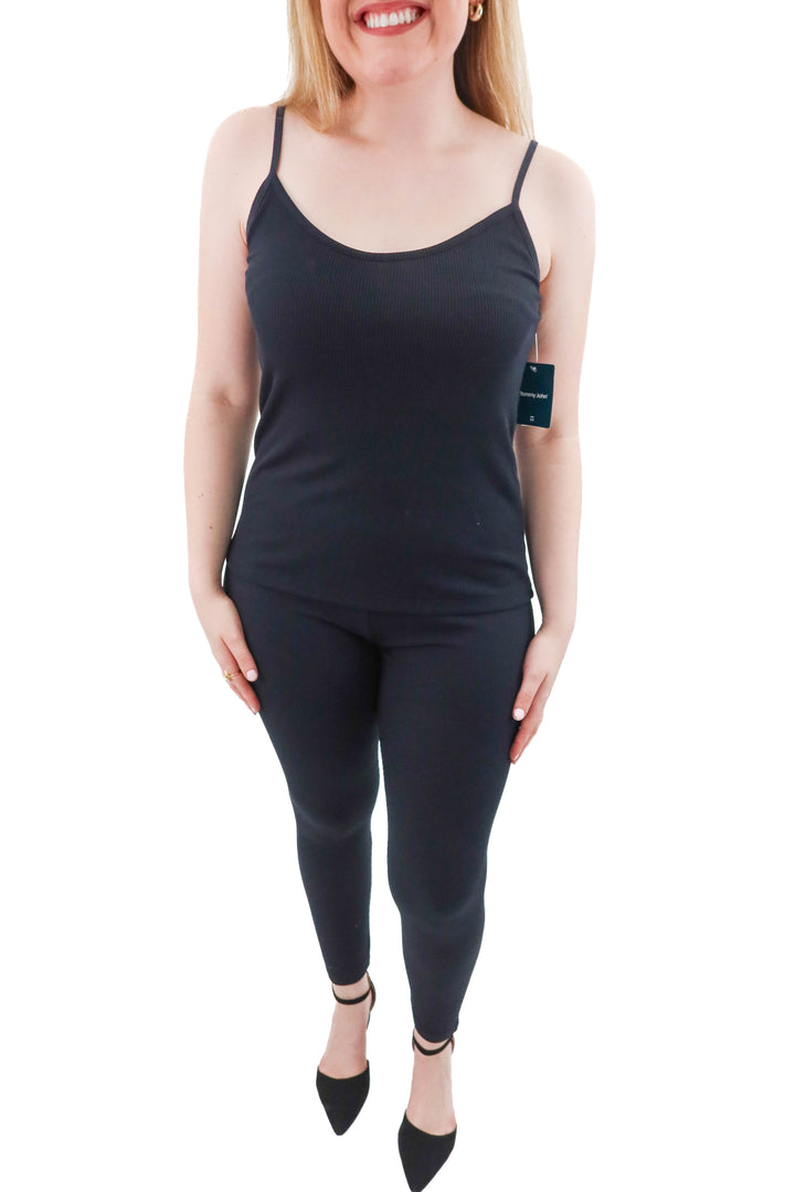 tommy john black waffle tank and pant set (l; Retail $198)