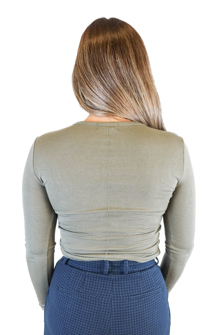 Nuuds Army Green Rib Crewneck Top (S; retail $58)