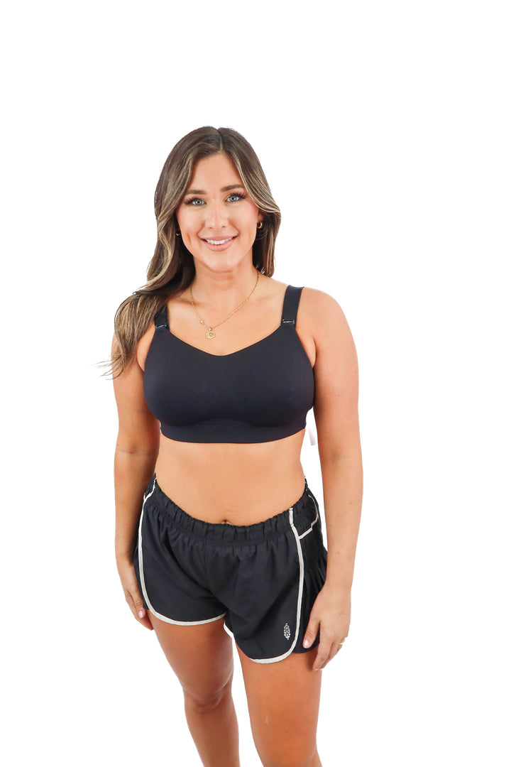 lululemon black supportive sports bra (36D; retail $68)