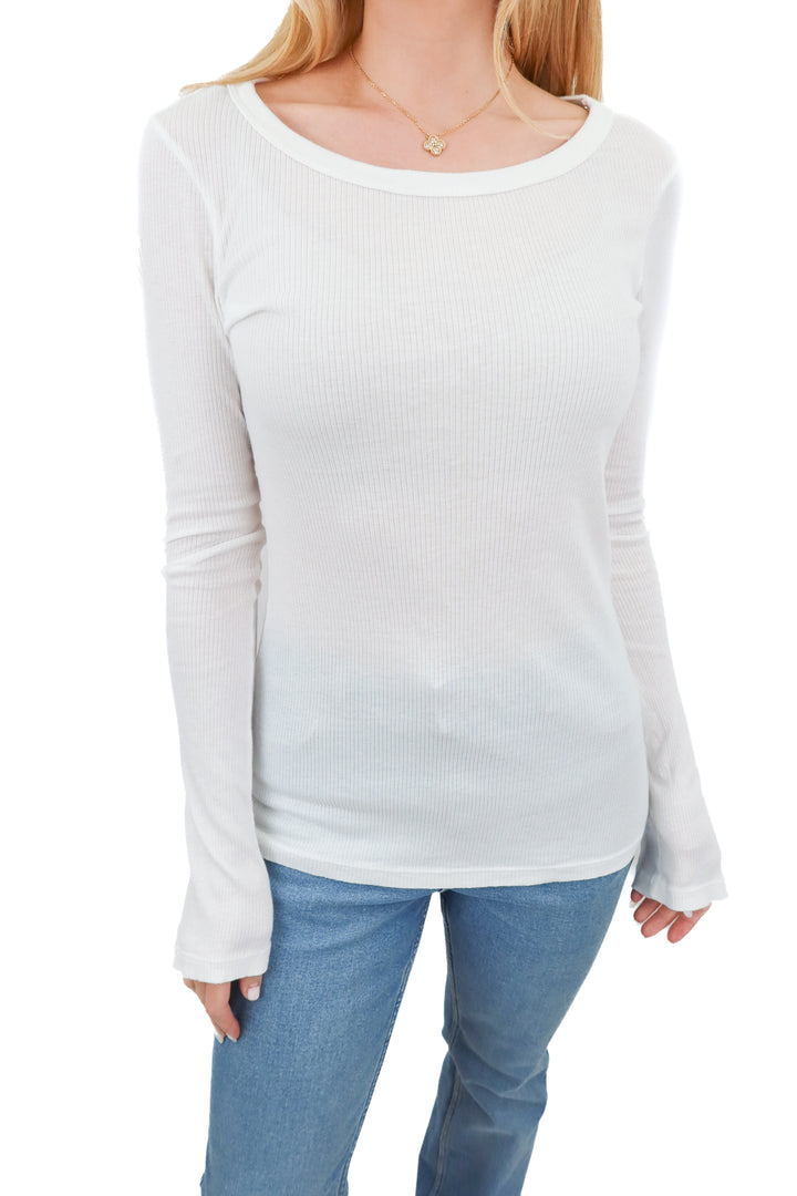 James Perse ribbed white long sleeve (3; retail $105)