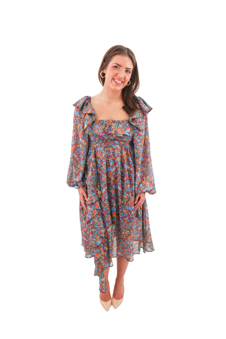 for love and lemons multicolor floral maxi (xs)