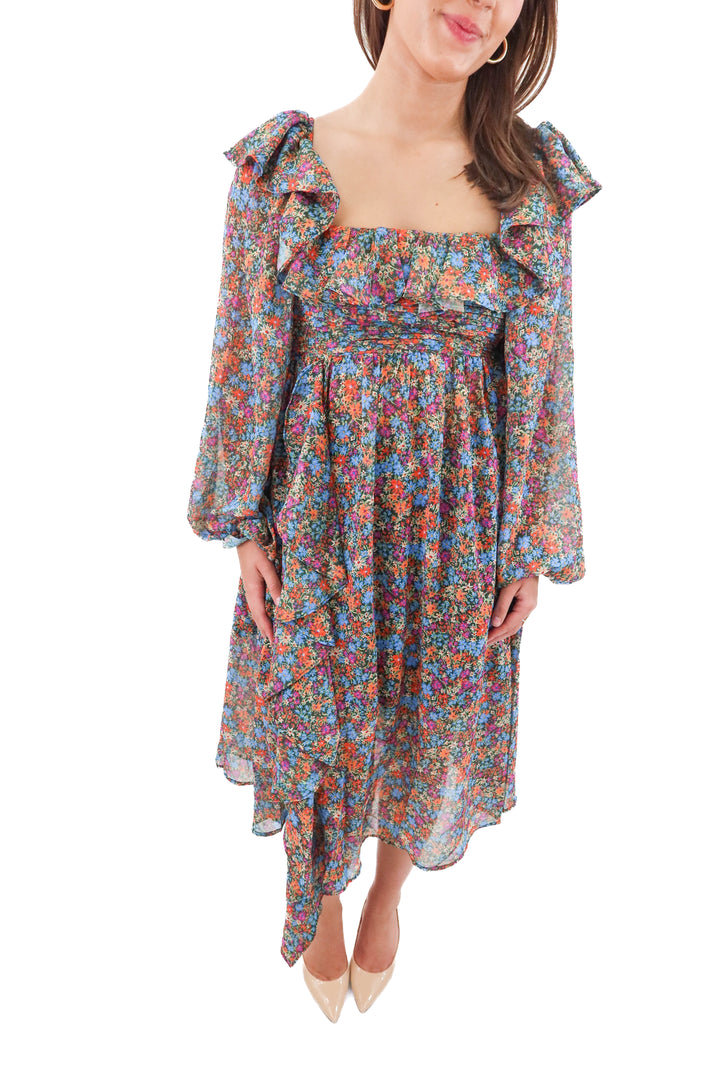 for love and lemons multicolor floral maxi (xs)