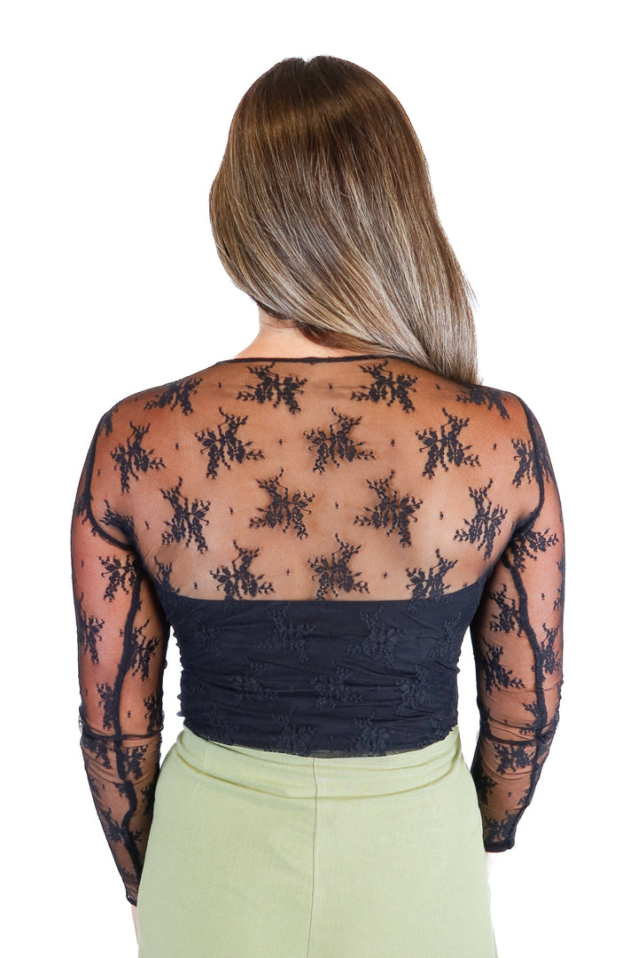 Abercrombie Black Mesh Floral Bodysuit (S)
