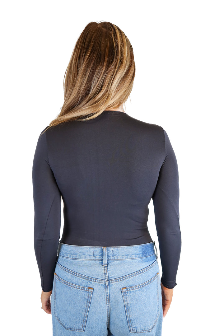 Black High Neck Stretchy Bodysuit (*S)
