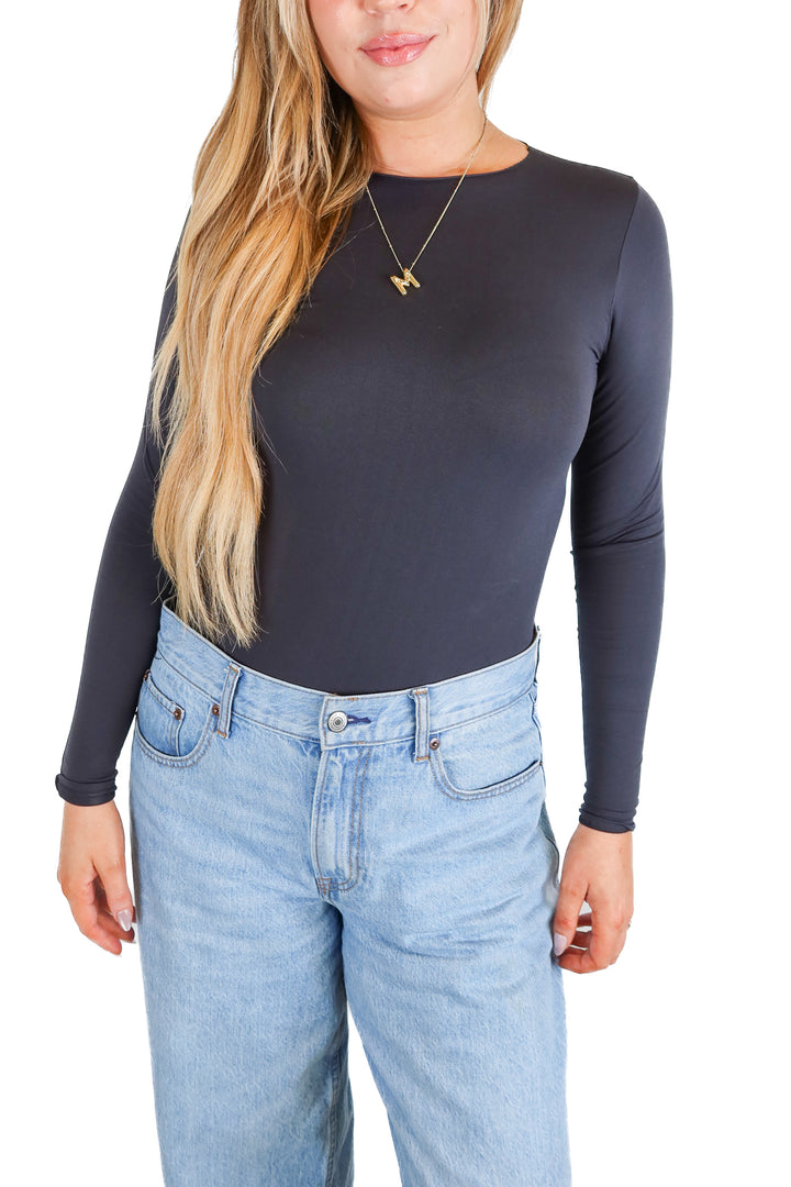 Black High Neck Stretchy Bodysuit (*S)