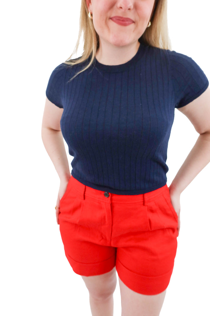 j.crew navy ribbed tee (m; retail $39.50)