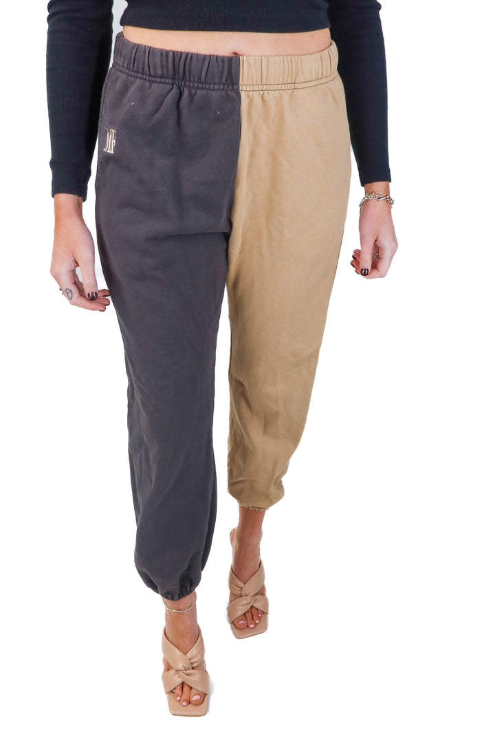 the mayfair group grey/tan sweatpants (s/m; retail $98)