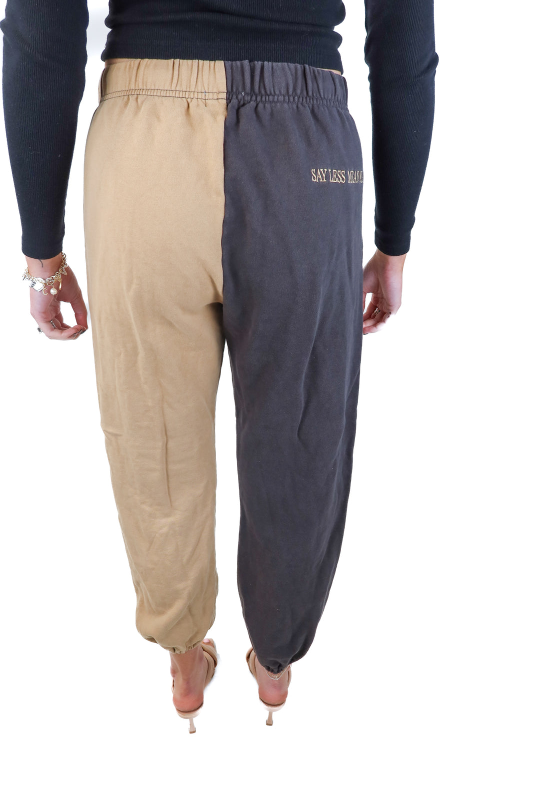 the mayfair group grey/tan sweatpants (s/m; retail $98)